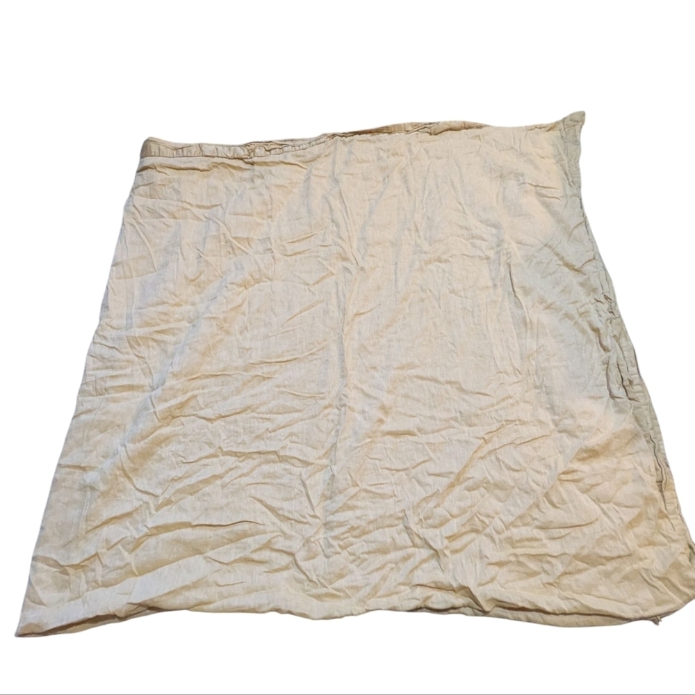 Pottery Barn Linen Cotton King Duvet Gold Mustard Yellow Silk Trim Quiet Luxury - Picture 3 of 6